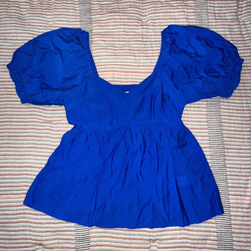 Nine West Royal Blue Flowy Blouse Women's Size Small